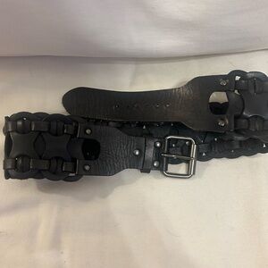 Equal Hands Explorer Allison Black Belt Sz Small 100% Repurposed Leather Org $75